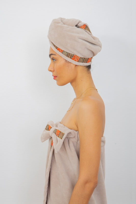 Coffret Cadeau: Peignoir + Turban [GRIS]